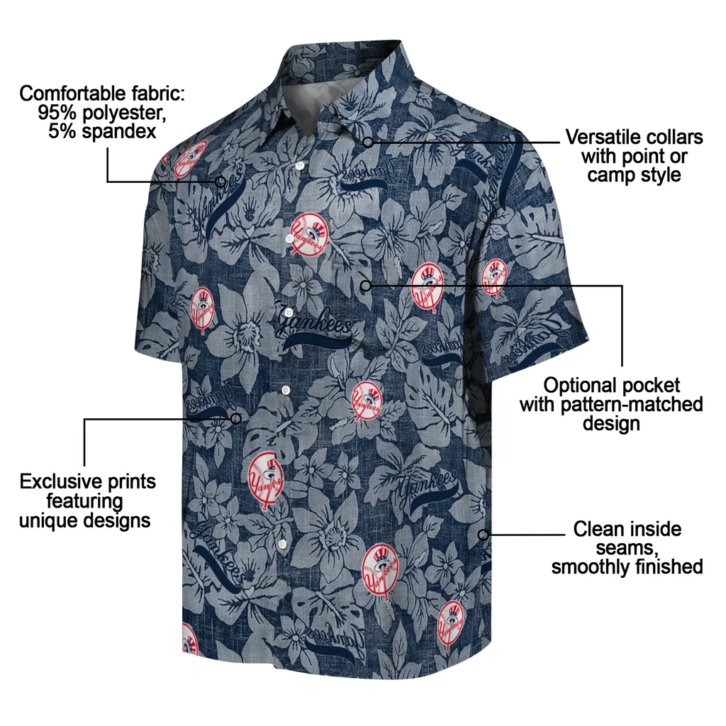 New York Yankees Hawaiian Shirt - Hibiscus Oasis new york yankees hibiscus oasis navy hawaiian shirts new arrival