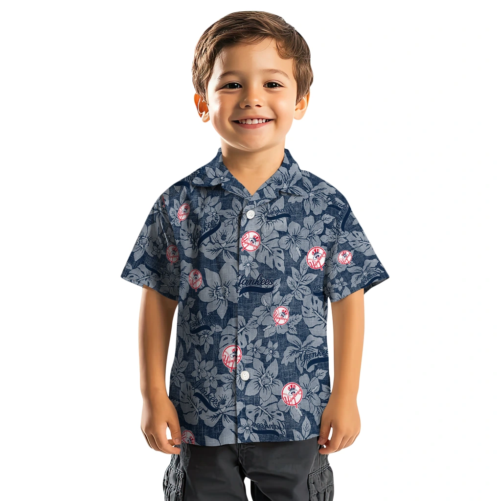 New York Yankees Hawaiian Shirt - Hibiscus Oasis new york yankees hibiscus oasis navy hawaiian shirts top rated