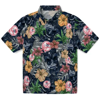 new york yankees tiki jungle navy hawaiian shirts best selling