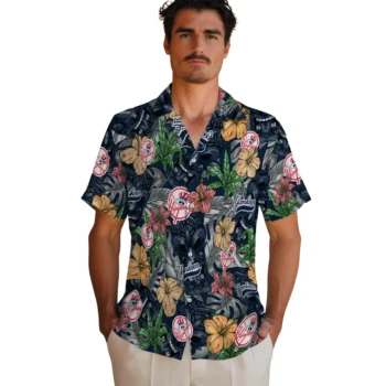 new york yankees tiki jungle navy hawaiian shirts fashion forward