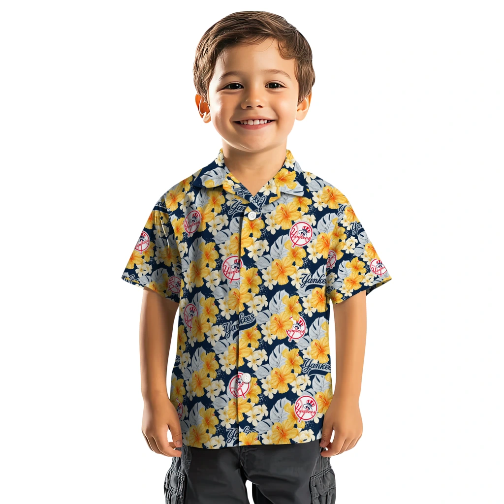 New York Yankees Hawaiian Shirt - Hibiscus Tropics new york yankees hibiscus tropics navy yellow hawaiian shirts top rated