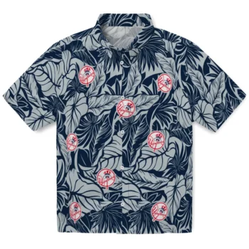 new york yankees monstera layer navy hawaiian shirts best selling