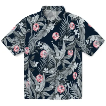 new york yankees palm leaves navy hawaiian shirts best selling