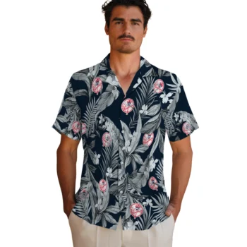 new york yankees palm leaves navy hawaiian shirts fashion forward