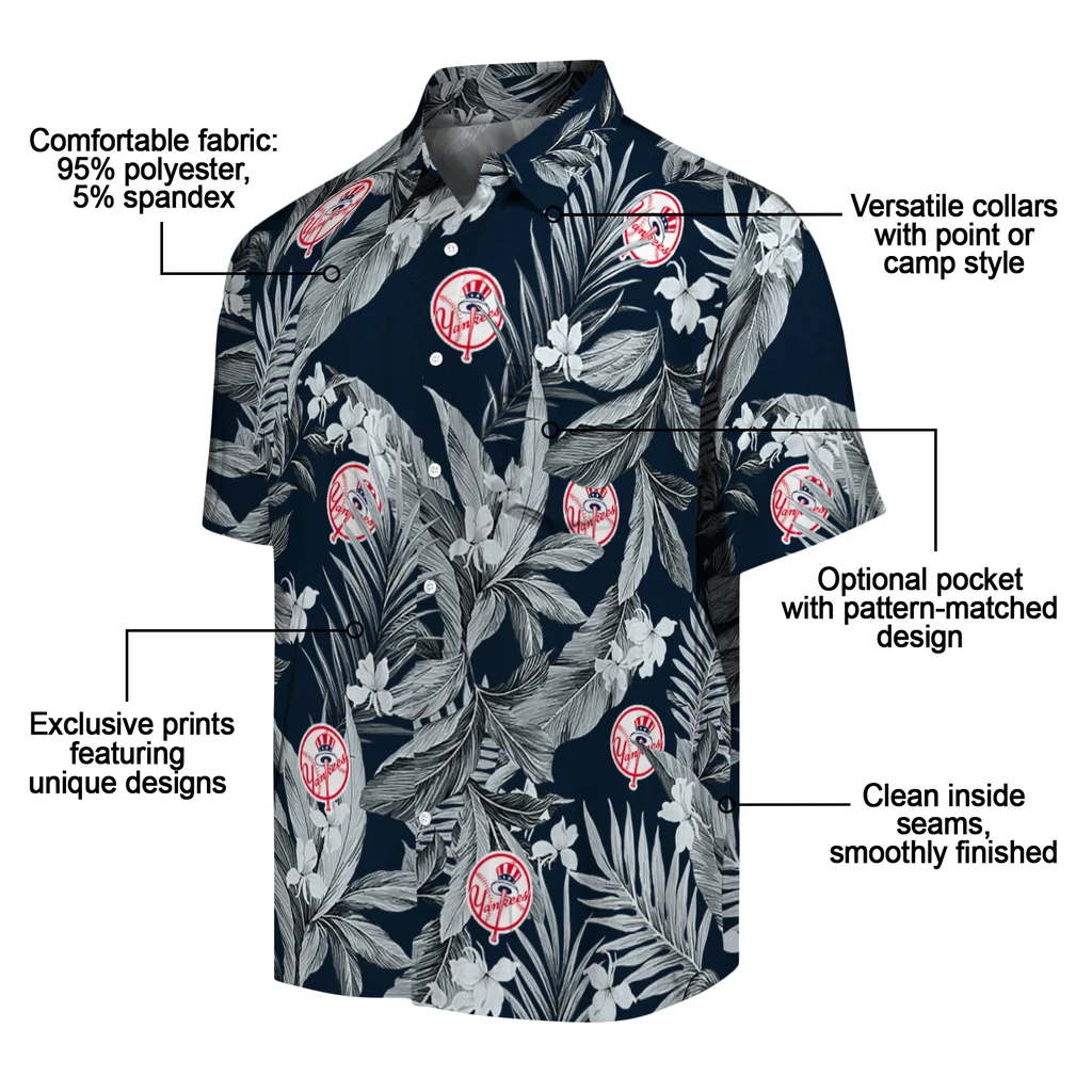 New York Yankees Hawaiian Shirt - Palm Leaves new york yankees palm leaves navy hawaiian shirts new arrival