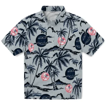 new york yankees palm sunset hawaiian shirts best selling