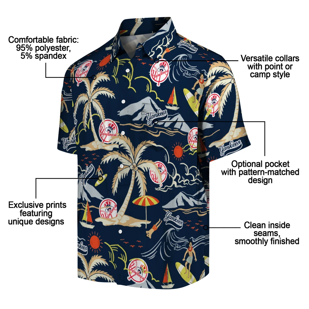 New York Yankees Hawaiian Shirt - Palm Tree Island new york yankees palm tree island navy hawaiian shirts new arrival