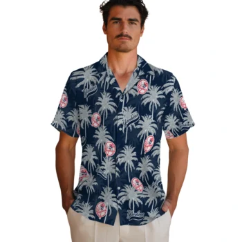 new york yankees palm grove navy hawaiian shirts fashion forward