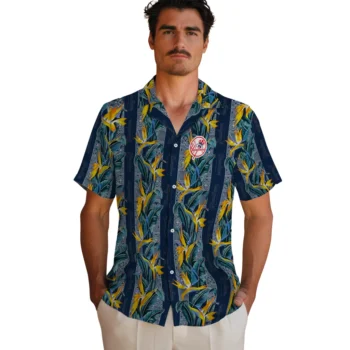 new york yankees paradise vines navy hawaiian shirts fashion forward