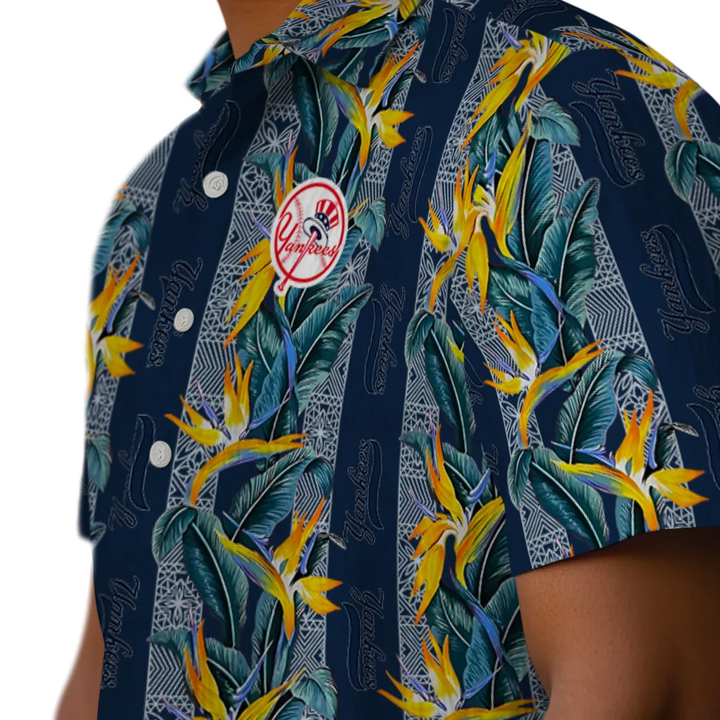 New York Yankees Hawaiian Shirt - Paradise Vines new york yankees paradise vines navy hawaiian shirts trendy