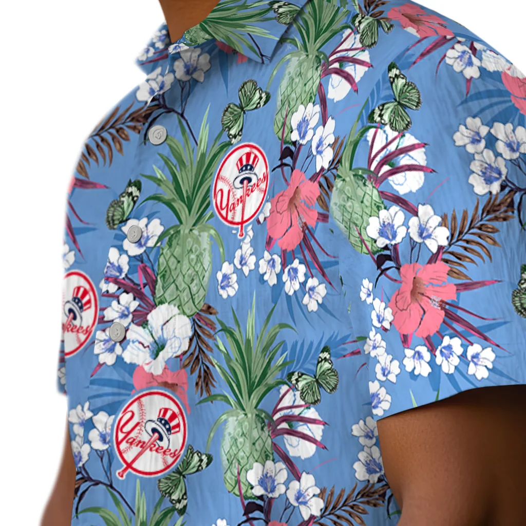 New York Yankees Hawaiian Shirt - Pineapple Bouquet new york yankees pineapple bouquet best sky blue hawaiian shirts trendy