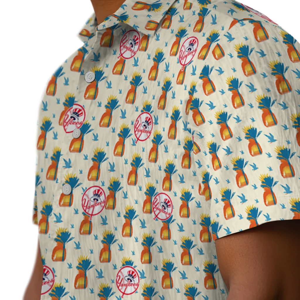 New York Yankees Hawaiian Shirt - Pineapple Delight new york yankees pineapple delight beige hawaiian shirts trendy