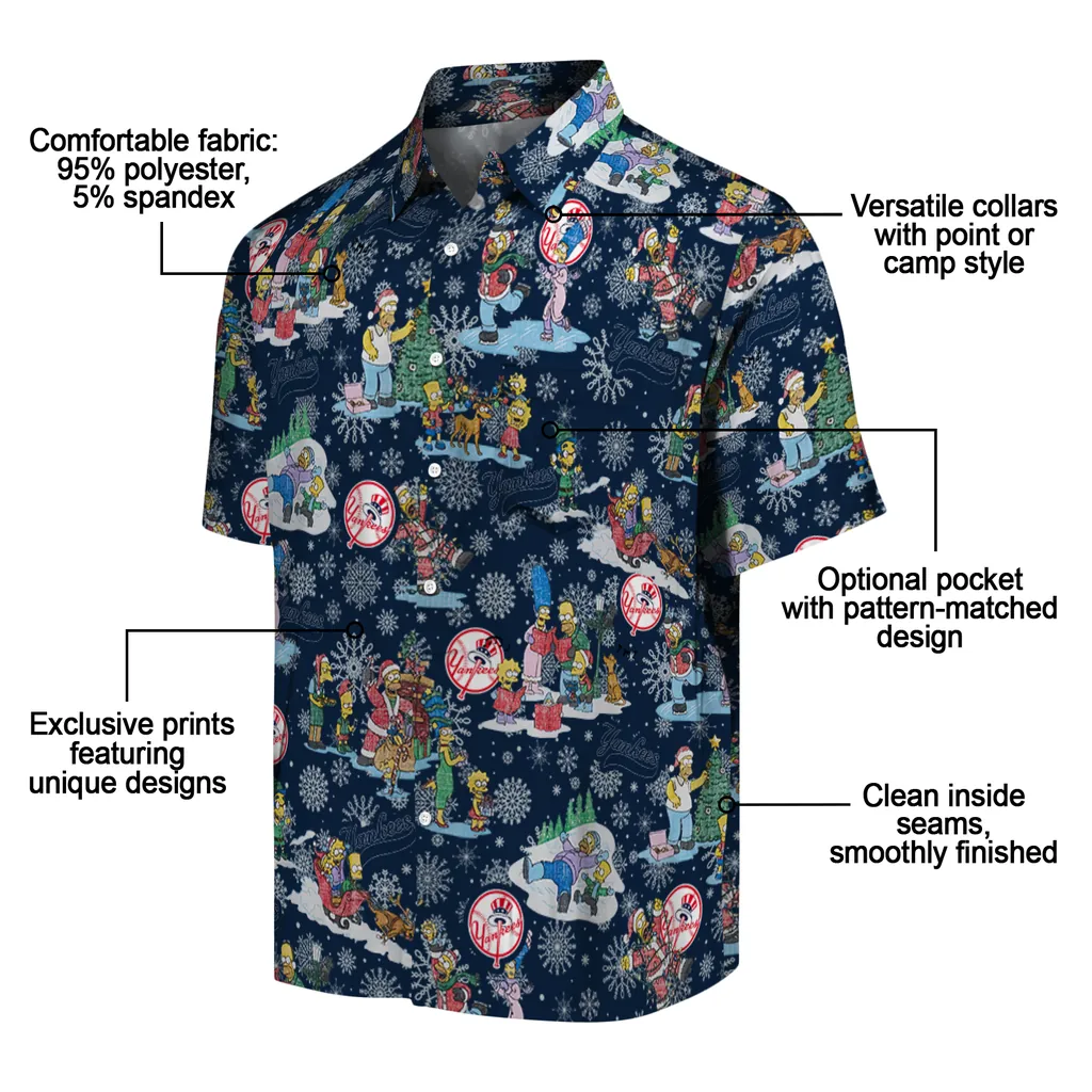 New York Yankees Hawaiian Shirt - Simpsons Christmas new york yankees simpsons christmas navy hawaiian shirts new arrival
