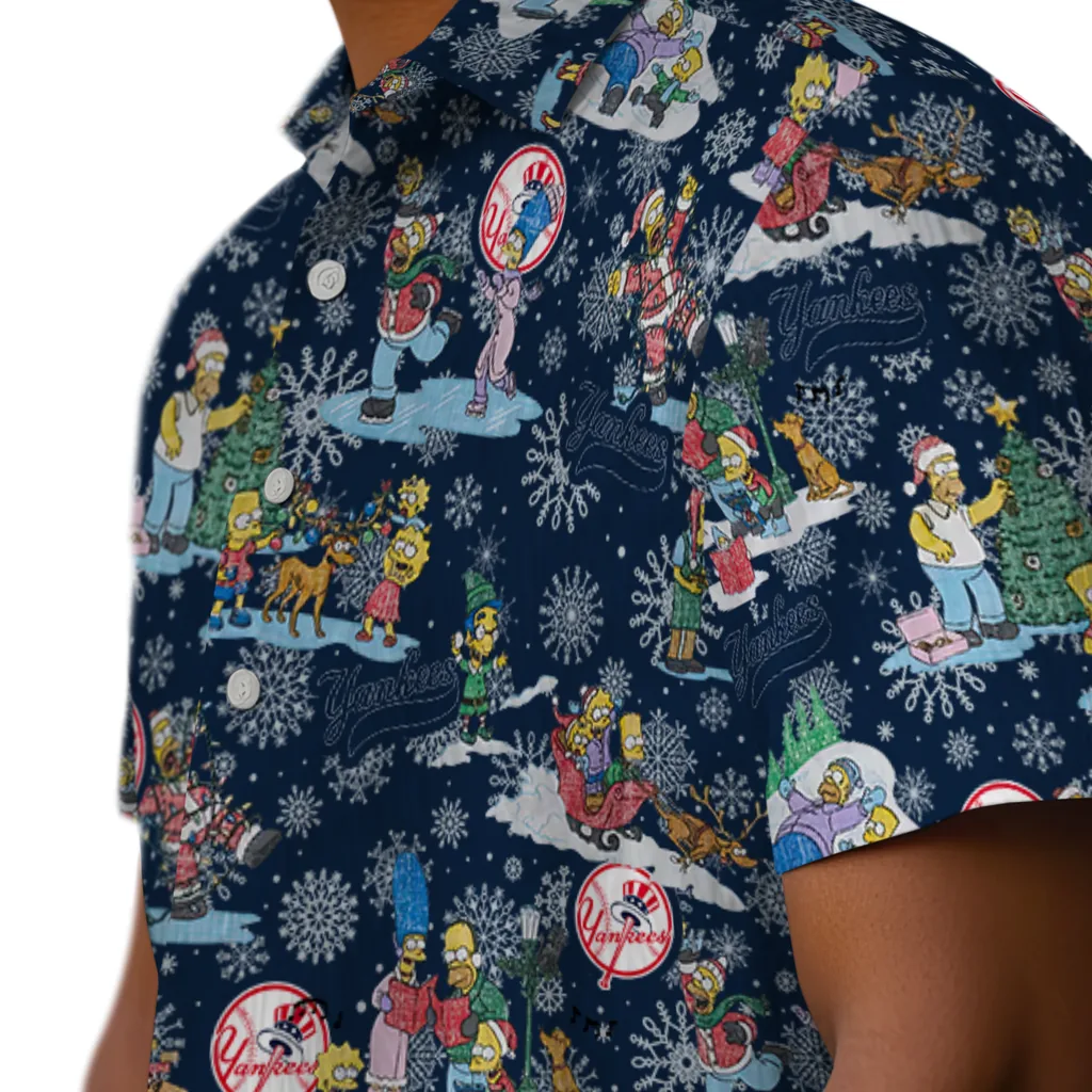 New York Yankees Hawaiian Shirt - Simpsons Christmas new york yankees simpsons christmas navy hawaiian shirts trendy