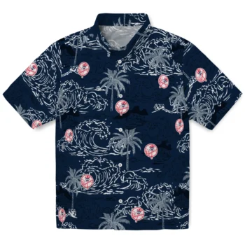 new york yankees wave palm navy hawaiian shirts best selling