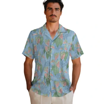north carolina tar heels anthurium overlay light blue hawaiian shirts fashion forward