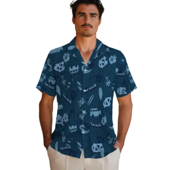 north carolina tar heels beach vibe navy hawaiian shirts fashion forward