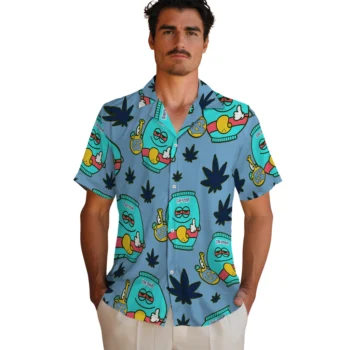 north carolina tar heels bong smile light blue hawaiian shirts fashion forward