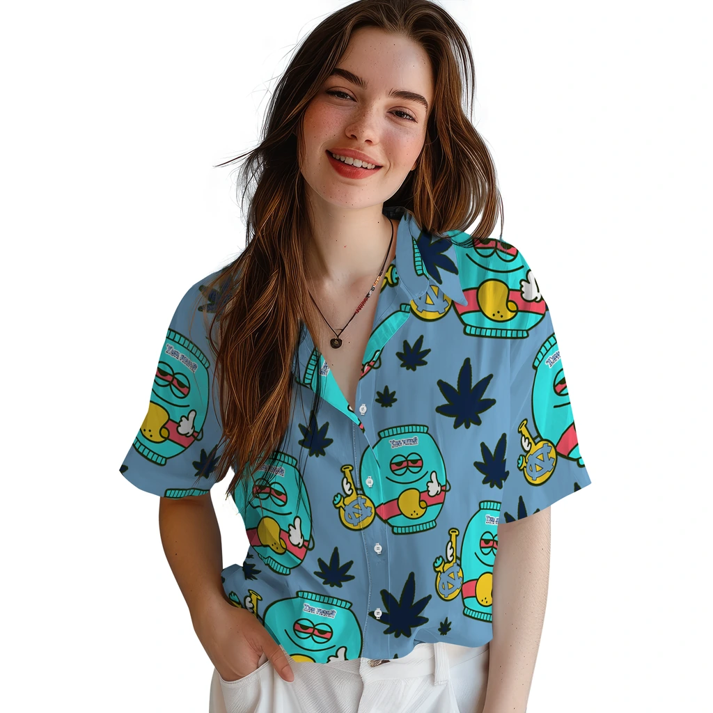 North Carolina Tar Heels Hawaiian Shirt - Chill Vibe north carolina tar heels bong smile light blue hawaiian shirts latest model