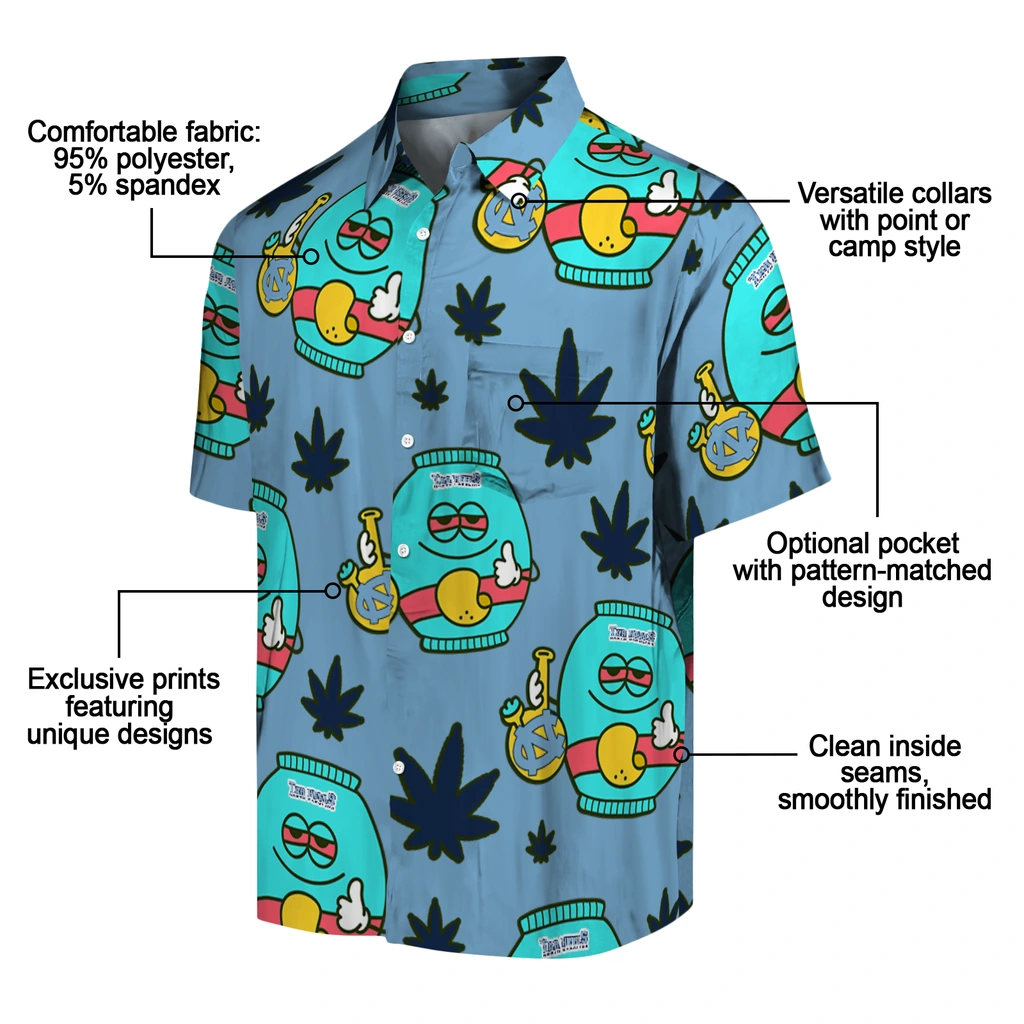 North Carolina Tar Heels Hawaiian Shirt - Chill Vibe north carolina tar heels bong smile light blue hawaiian shirts new arrival