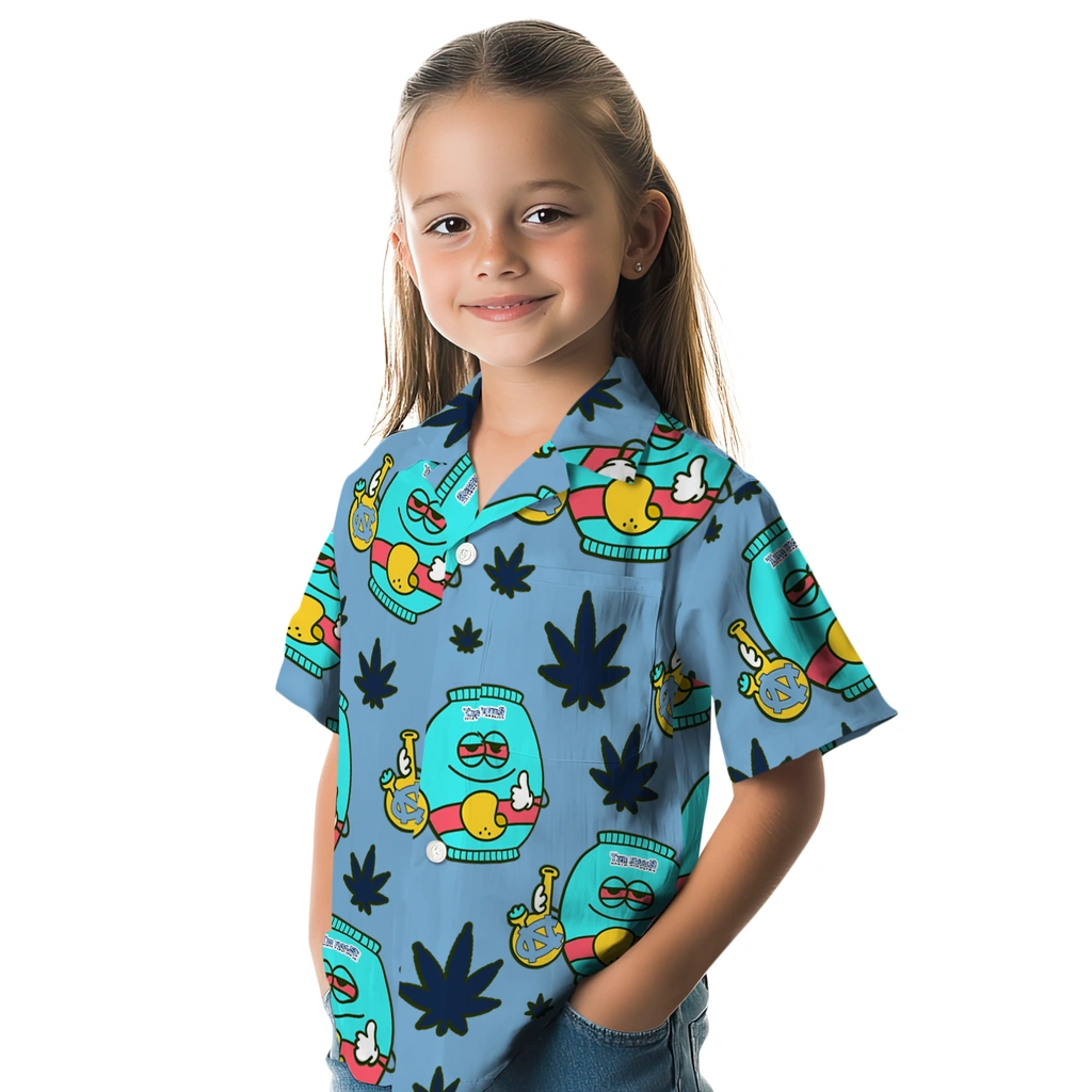 North Carolina Tar Heels Hawaiian Shirt - Chill Vibe north carolina tar heels bong smile light blue hawaiian shirts premium grade