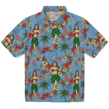 north carolina tar heels hawaiian girls design light blue hawaiian shirts best selling