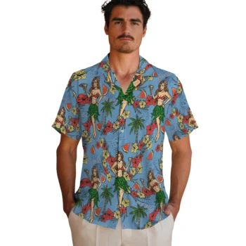 north carolina tar heels hawaiian girls design light blue hawaiian shirts fashion forward