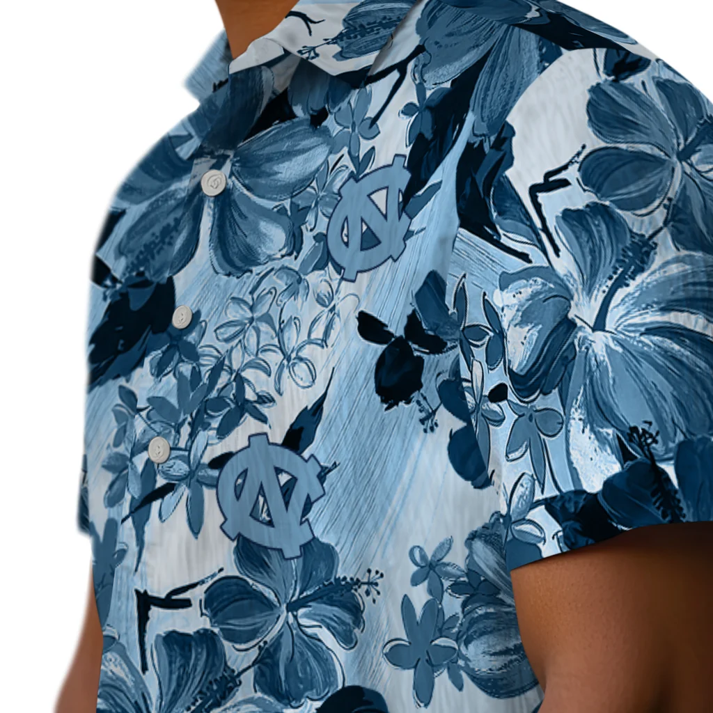 North Carolina Tar Heels Hawaiian Shirt - Hibiscus Arrangement north carolina tar heels hibiscus arrangement light blue hawaiian shirts trendy
