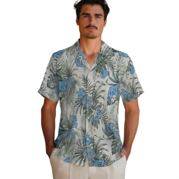north carolina tar heels hibiscus designs beige hawaiian shirts fashion forward