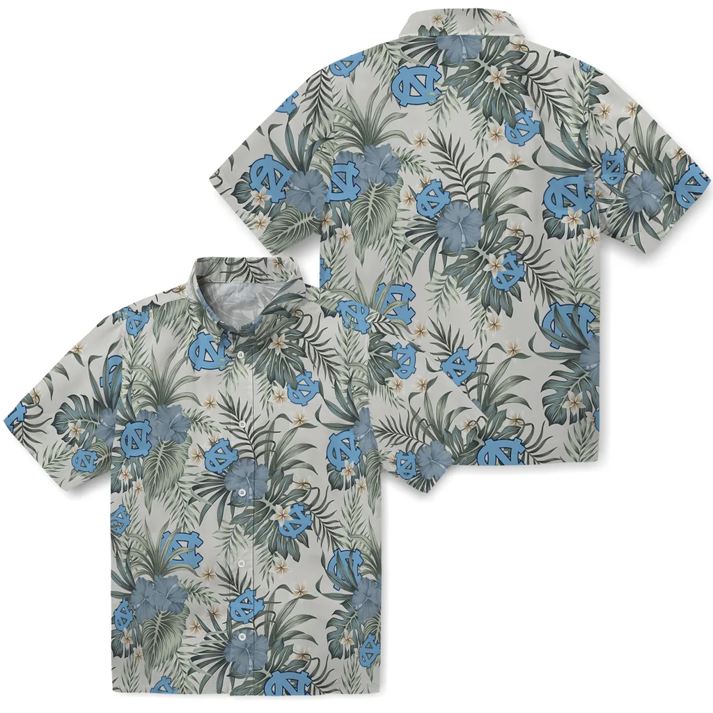 North Carolina Tar Heels Hawaiian Shirt - Hibiscus Designs north carolina tar heels hibiscus designs beige hawaiian shirts high quality