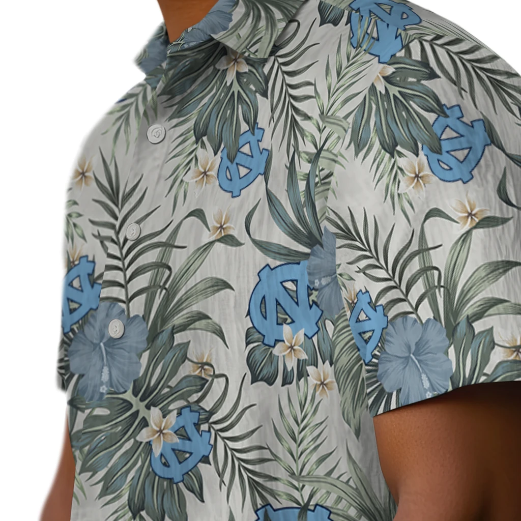 North Carolina Tar Heels Hawaiian Shirt - Hibiscus Designs north carolina tar heels hibiscus designs beige hawaiian shirts trendy