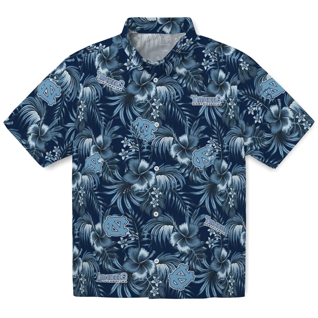 North Carolina Tar Heels Hawaiian Shirt - Hibiscus Exotic north carolina tar heels hibiscus exotic light blue hawaiian shirts best selling