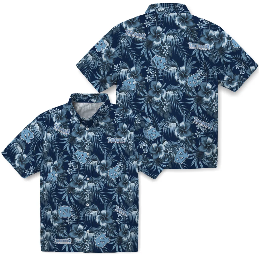 North Carolina Tar Heels Hawaiian Shirt - Hibiscus Exotic north carolina tar heels hibiscus exotic light blue hawaiian shirts high quality
