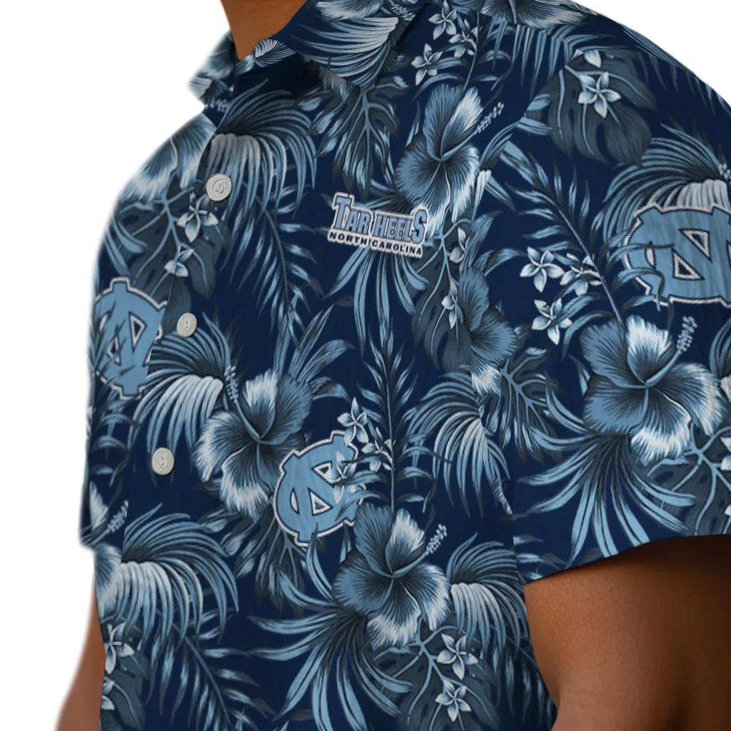 North Carolina Tar Heels Hawaiian Shirt - Hibiscus Exotic north carolina tar heels hibiscus exotic light blue hawaiian shirts trendy