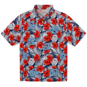 north carolina tar heels hibiscus fiesta red royal blue hawaiian shirts best selling