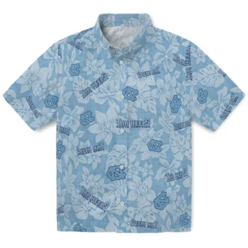 north carolina tar heels hibiscus oasis light blue hawaiian shirts best selling