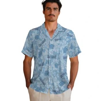 north carolina tar heels hibiscus oasis light blue hawaiian shirts fashion forward