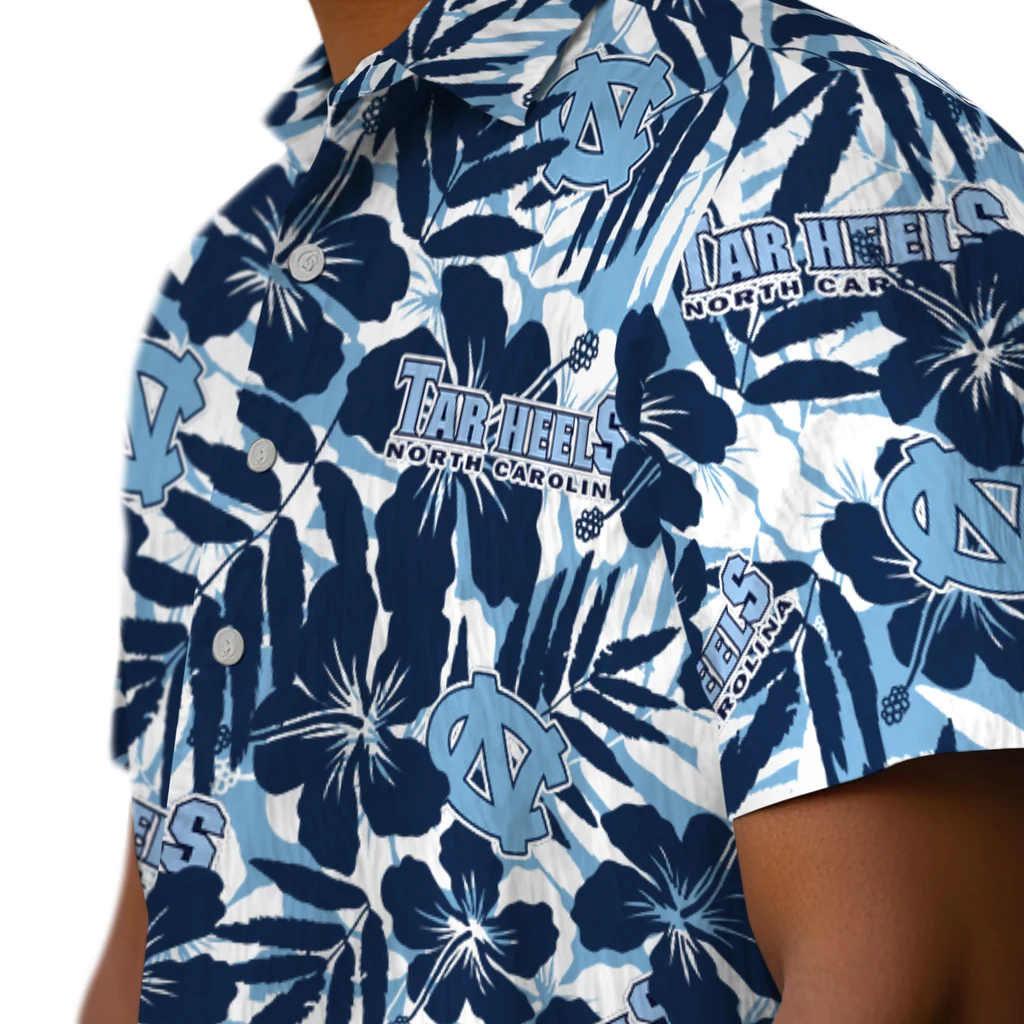 North Carolina Tar Heels Hawaiian Shirt - Hibiscus Overlay north carolina tar heels hibiscus overlay hawaiian shirts trendy