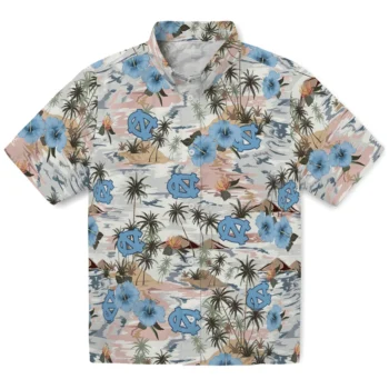 north carolina tar heels hibiscus seaside white hawaiian shirts best selling