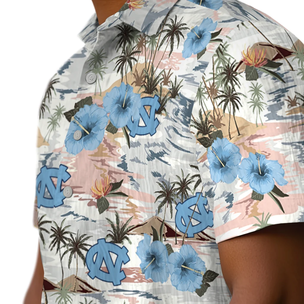 North Carolina Tar Heels Hawaiian Shirt - Hibiscus Seaside north carolina tar heels hibiscus seaside white hawaiian shirts trendy