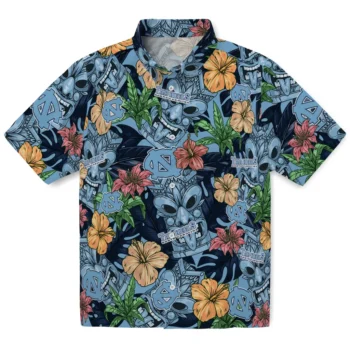 north carolina tar heels tiki jungle light blue hawaiian shirts best selling