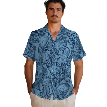 north carolina tar heels leaf outline light blue hawaiian shirts fashion forward