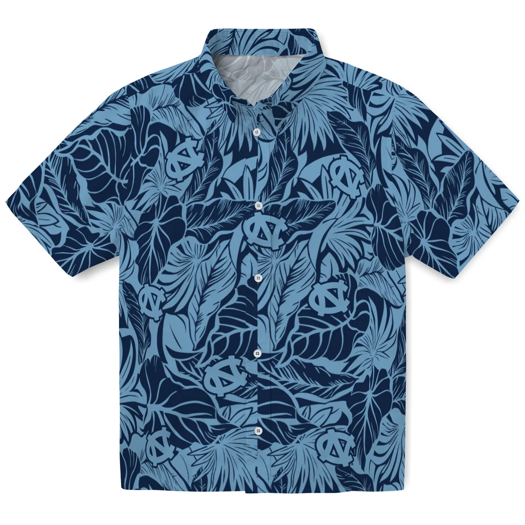 North Carolina Tar Heels Hawaiian Shirt - Monstera Layer north carolina tar heels monstera layer light blue hawaiian shirts best selling