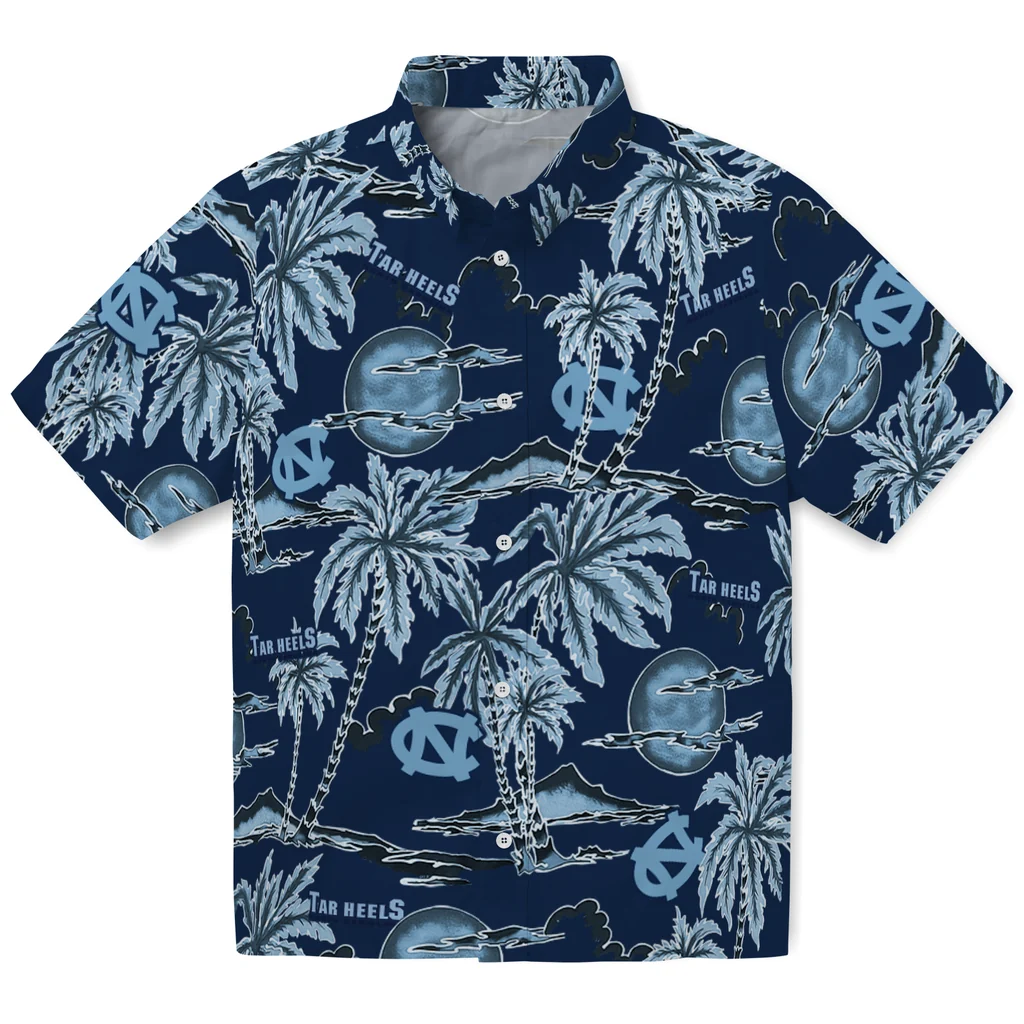 North Carolina Tar Heels Hawaiian Shirt - Palm Sunset north carolina tar heels palm sunset hawaiian shirts best selling