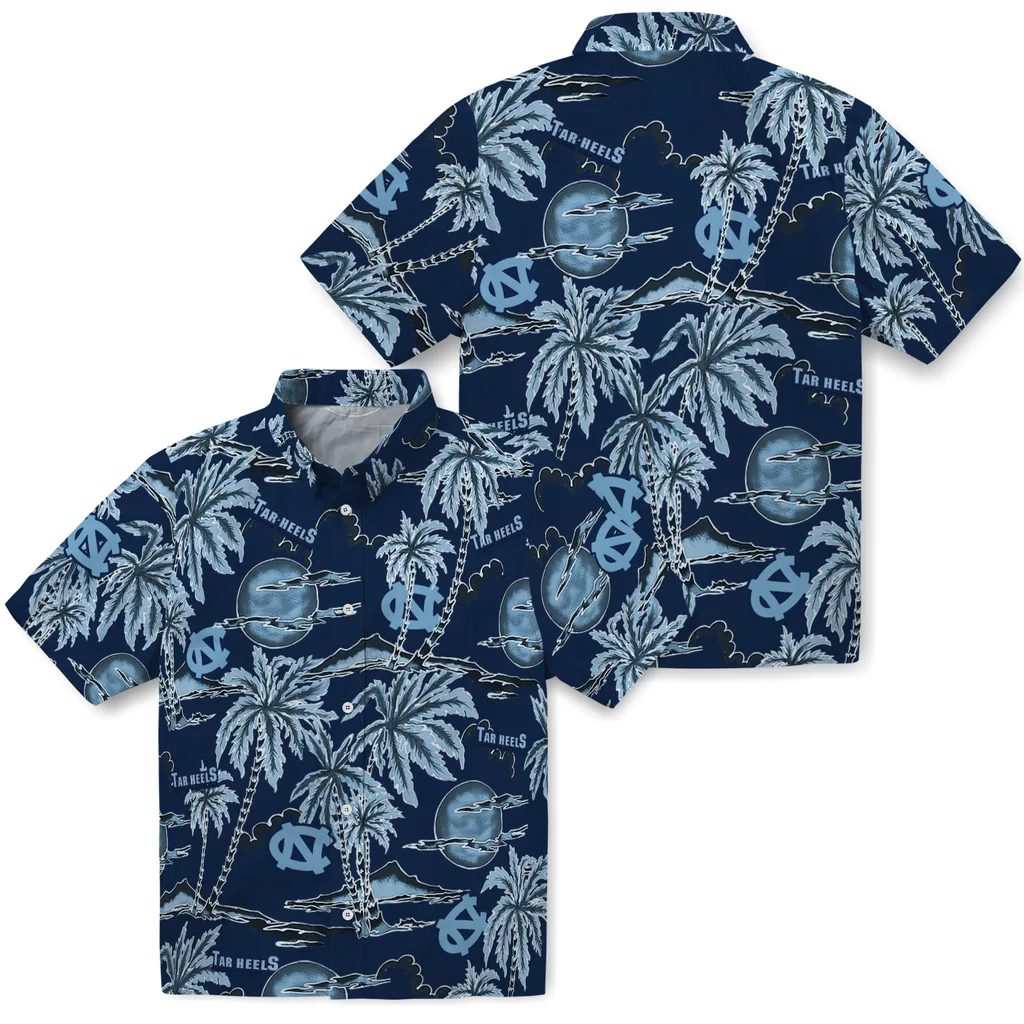 North Carolina Tar Heels Hawaiian Shirt - Palm Sunset north carolina tar heels palm sunset hawaiian shirts high quality