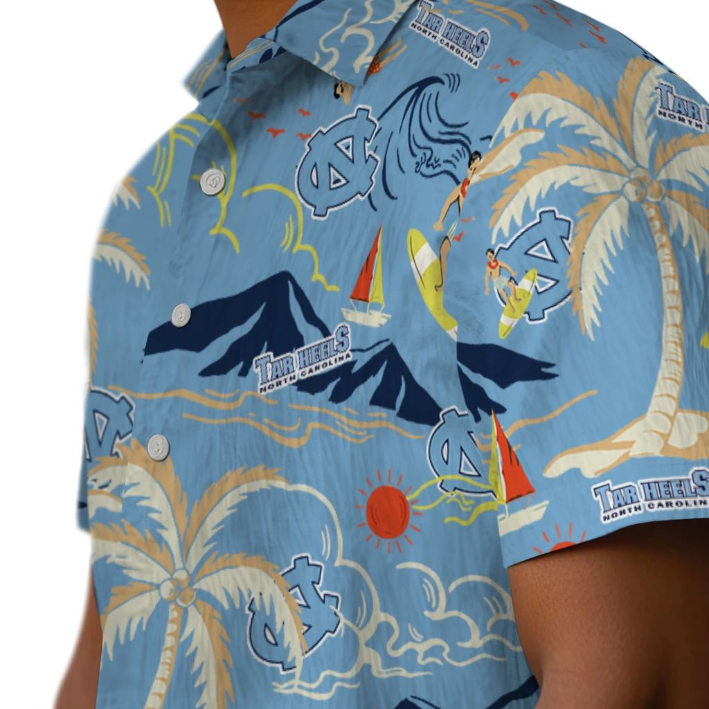North Carolina Tar Heels Hawaiian Shirt - Palm Tree Island north carolina tar heels palm tree island light blue hawaiian shirts trendy