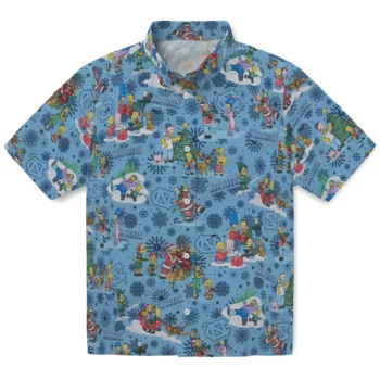 north carolina tar heels simpsons christmas light blue hawaiian shirts best selling