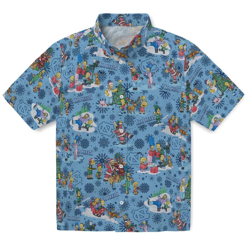 North Carolina Tar Heels Hawaiian Shirt - Simpsons Christmas north carolina tar heels simpsons christmas light blue hawaiian shirts best selling