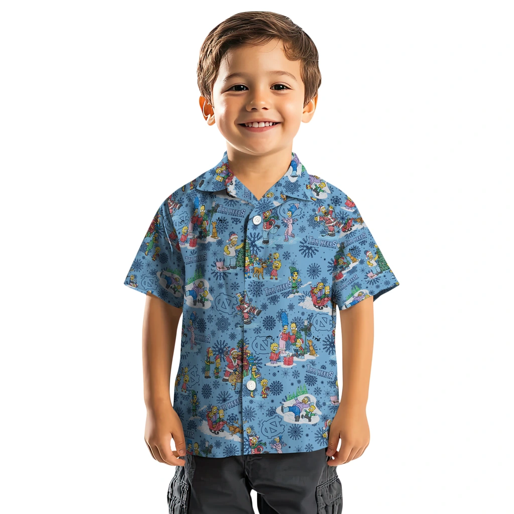 North Carolina Tar Heels Hawaiian Shirt - Simpsons Christmas north carolina tar heels simpsons christmas light blue hawaiian shirts top rated