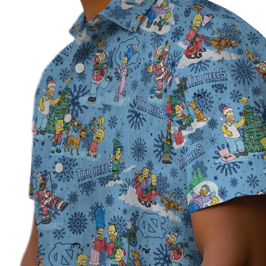 North Carolina Tar Heels Hawaiian Shirt - Simpsons Christmas north carolina tar heels simpsons christmas light blue hawaiian shirts trendy
